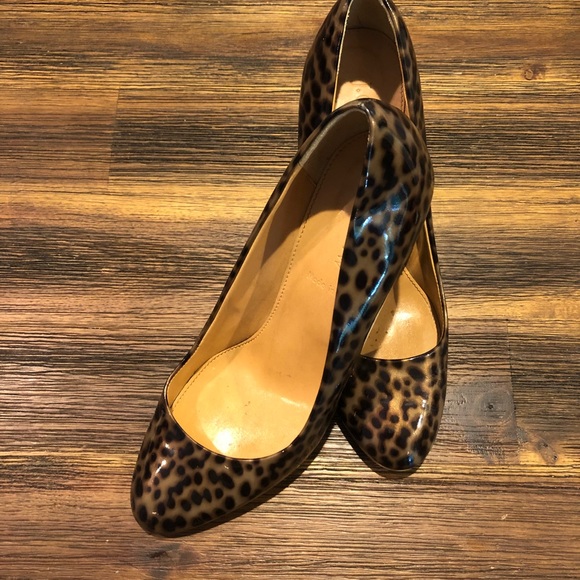 J. Crew Shoes - J.Crew Leopard Patent Leather Wedges